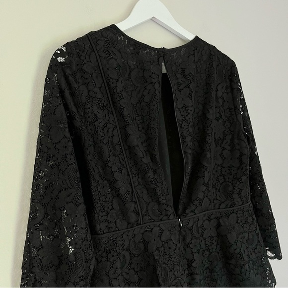 NWT Ann Taylor Women’s Lace Overlay 3/4 Bell Sleeve Top Black Size Small - Picture 5 of 8